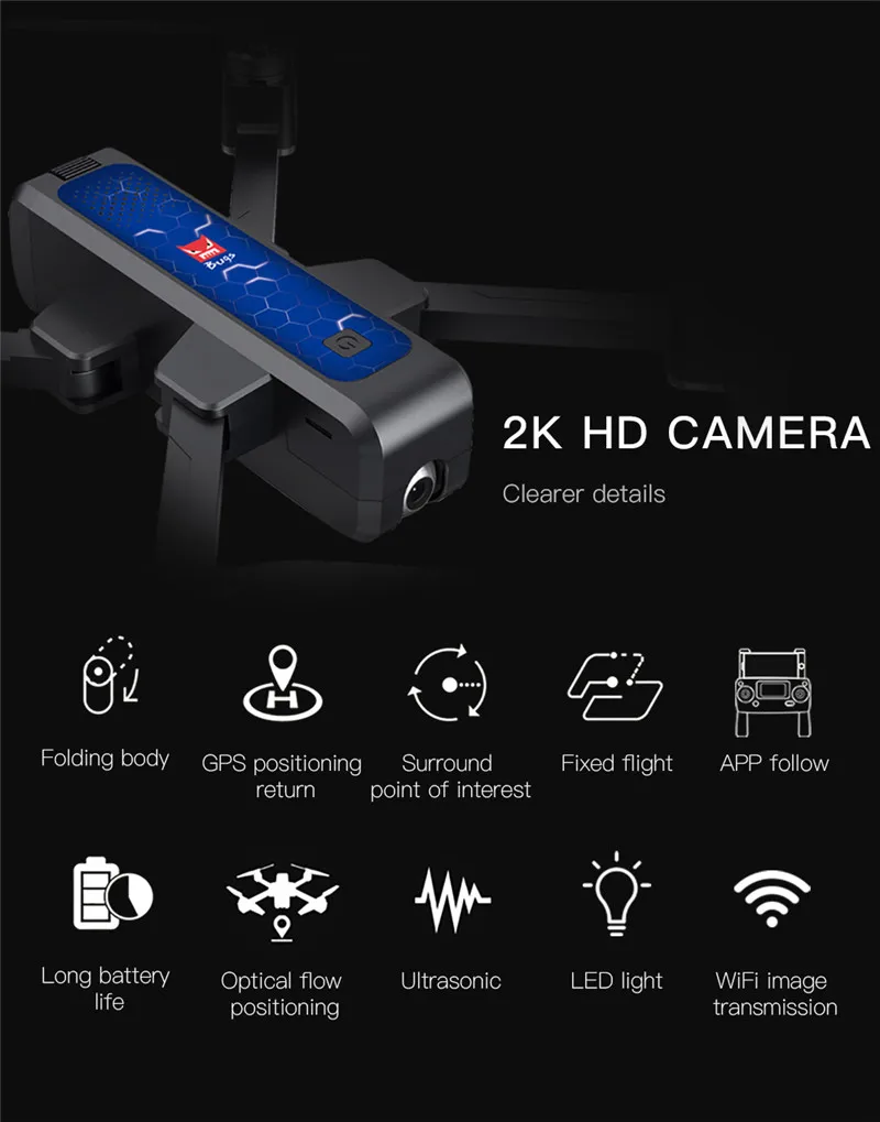 MJX B4W Bugs 4W RC Drone With 2K HD Camera 5G WIFI FPV GPS Brushless Foldable Ultrasonic Professional Quadcopter VS SJRC Z5 F11