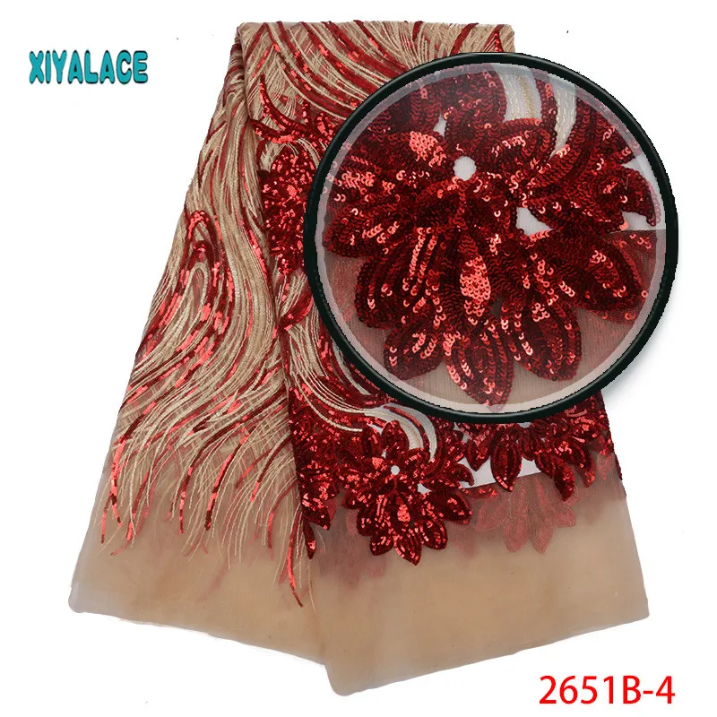 African Embroidery Tulle lace Design French Mesh Lace Fabric For wedding lace with sequins XZ2651B