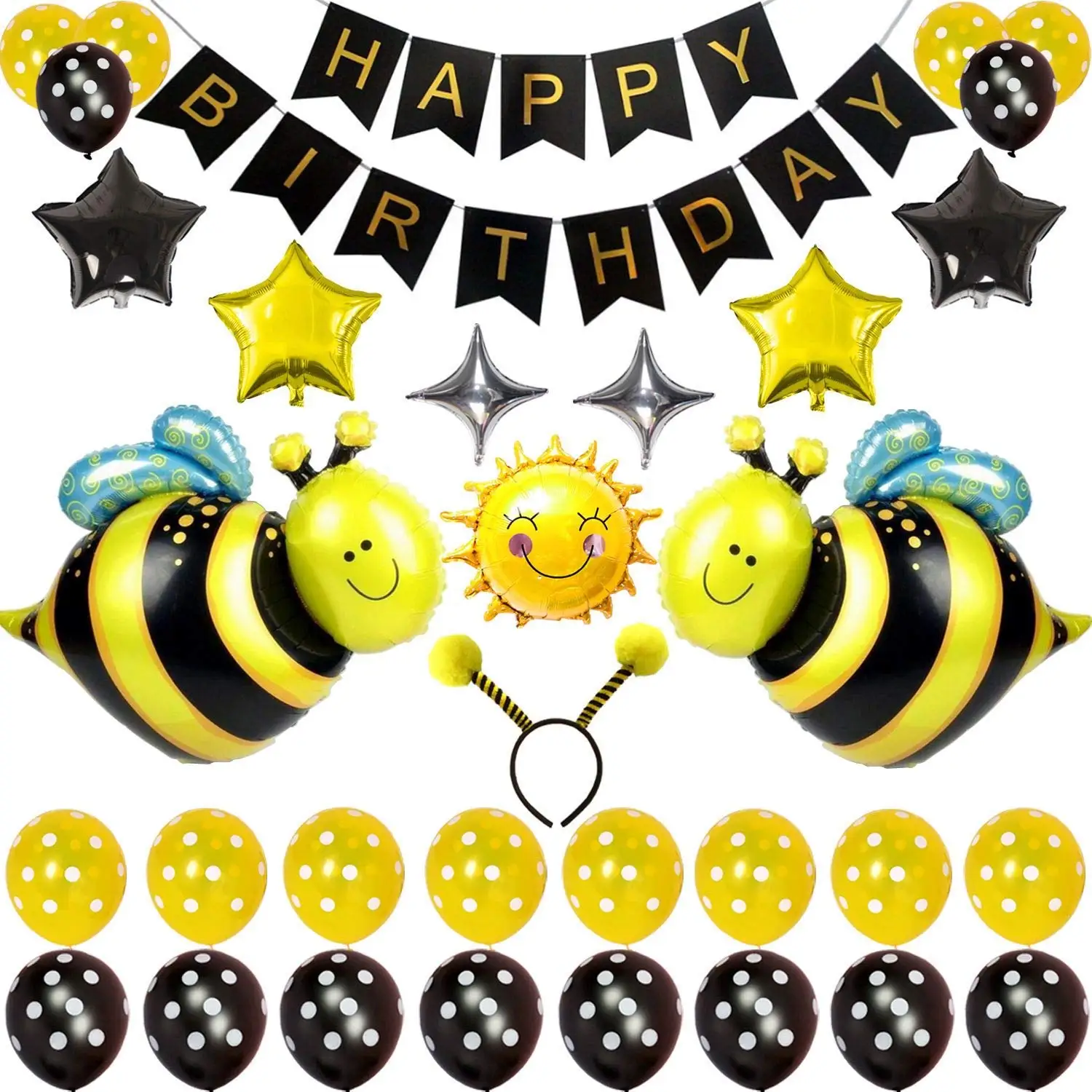 Buy Cute Cartoon Bees Birthday Party Supplies, Happy Birthday ...