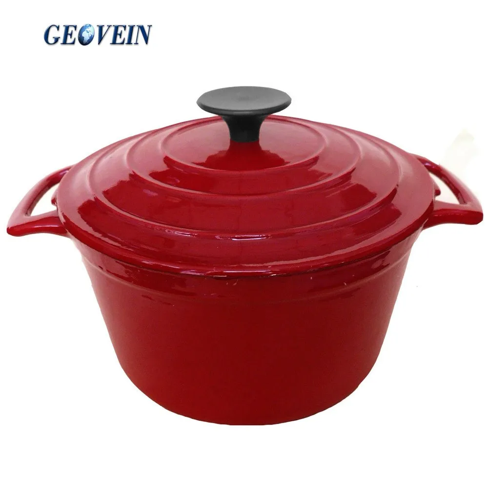 Two Handle Enamel Cast Iron Fry Deep Pan Saucepan With Lid For Sale