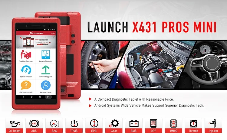 Full Function and Full System Vehicle Scanner Launch X431 Pros Mini Diagnostic Machine for All Cars