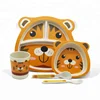 Reusable biodegradable Disposable dishes plates plate kids children baby dinnerware dinner set bamboo fiber tableware wholesale