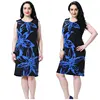 Women's Plus Size Lined Floral Printed Sleeveless Dress Fashion Knee Length Work and Casual Dress With Round Neck Sleeveless