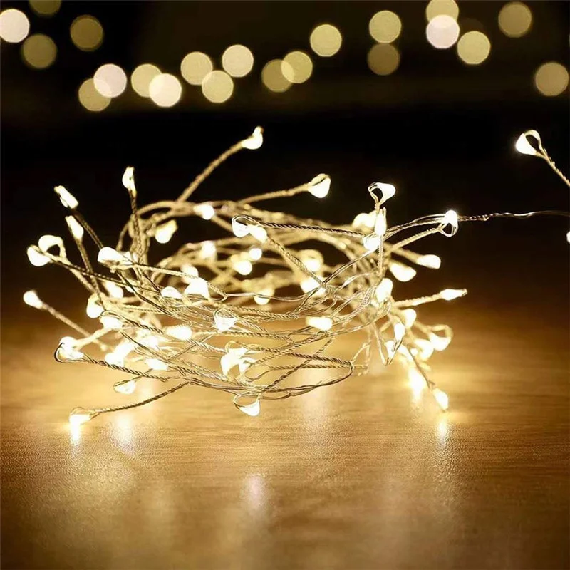 Hot selling Firecracker LED String Light 2M 200 LED waterproof copper wire String rope light For Garden Patio home Wedding Decor