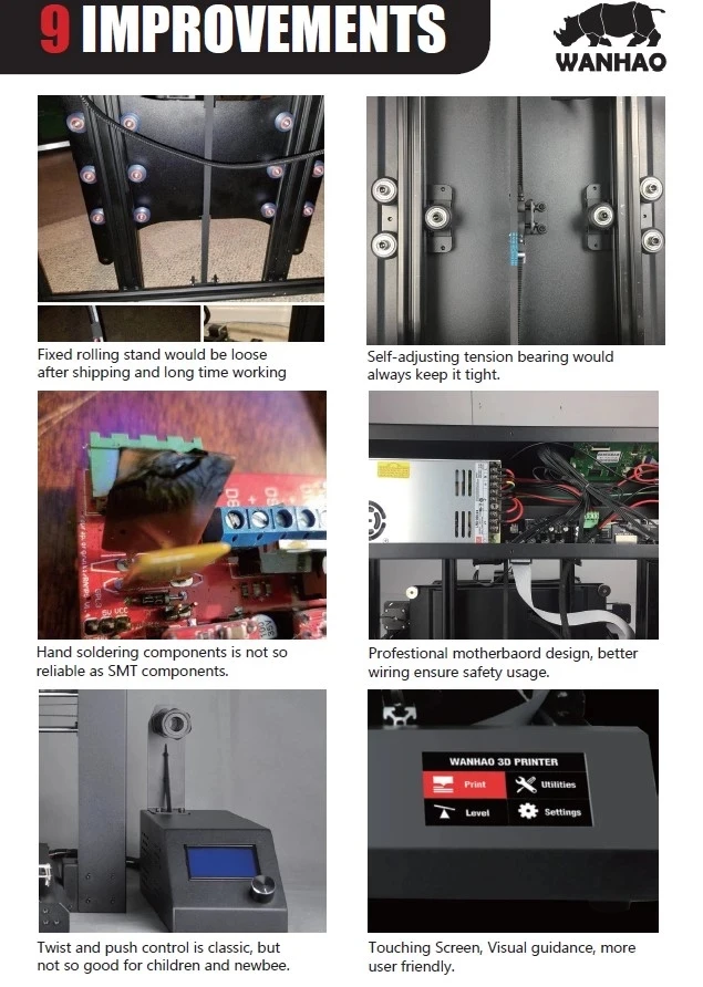 2018 New 400*400*400mm Big Size D9 WANHAO factory desktop 3D printer , Wanhao Duplicator 9 MKI FDM / FFF large format 3D printer