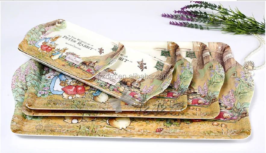 Decorative Melamine Small Tray Set Of 2 Pieces