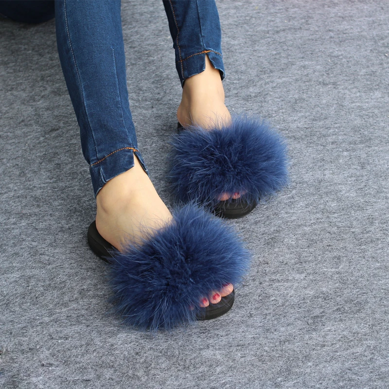 fluffy feather slippers