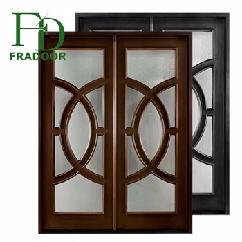 Bahamas Double Front Design Entrance Main Wooden Door With Glass