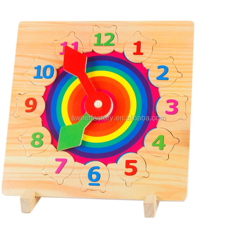 Wooden Sorting Teaching Clock Puzzle Preschool Educational Wooden