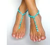 OEM turquoise beads anklet with toe rings Unique oval beads anklet 2016 beads foot chain for sister friendship