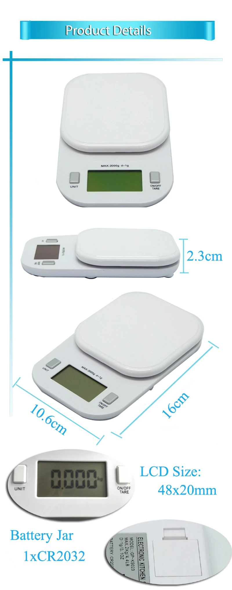Sunny food 2 KG ABS Plastic Digital High Precision Mini Pocket Kitchen Scale With High Quality
