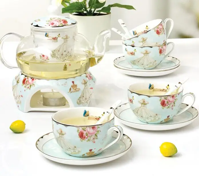 Cts005 Ceramic Bone China Tea Set With Glass Teapot Buy Porcelain