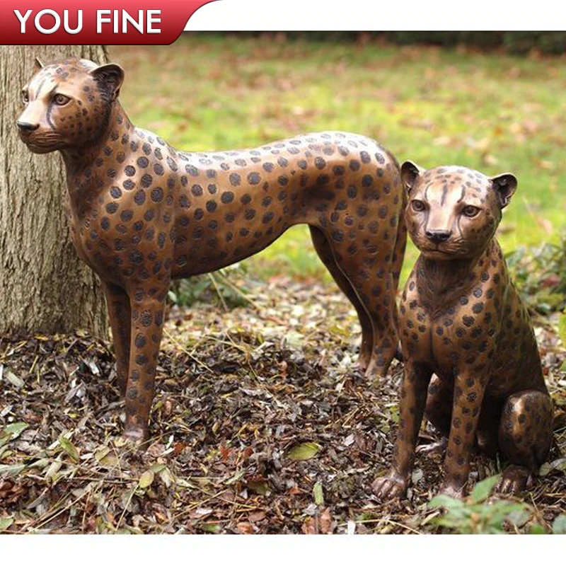 Life Size Golden Sleek Stalking Bronze Cheetah Statue Buy Cheetah