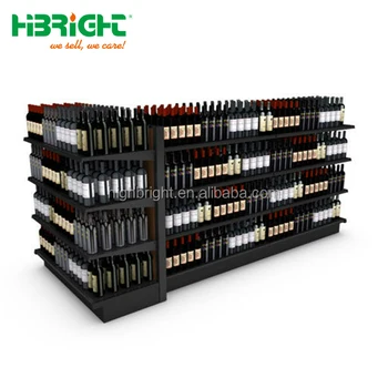 Modern Design Steel Structure Double Side Wood Gondola Liquor
