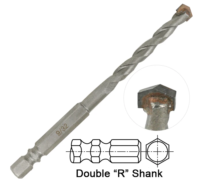 Impact Double R Hex Shank Universal Multi Purpose Drill Bit for Concrete Tile Masonry