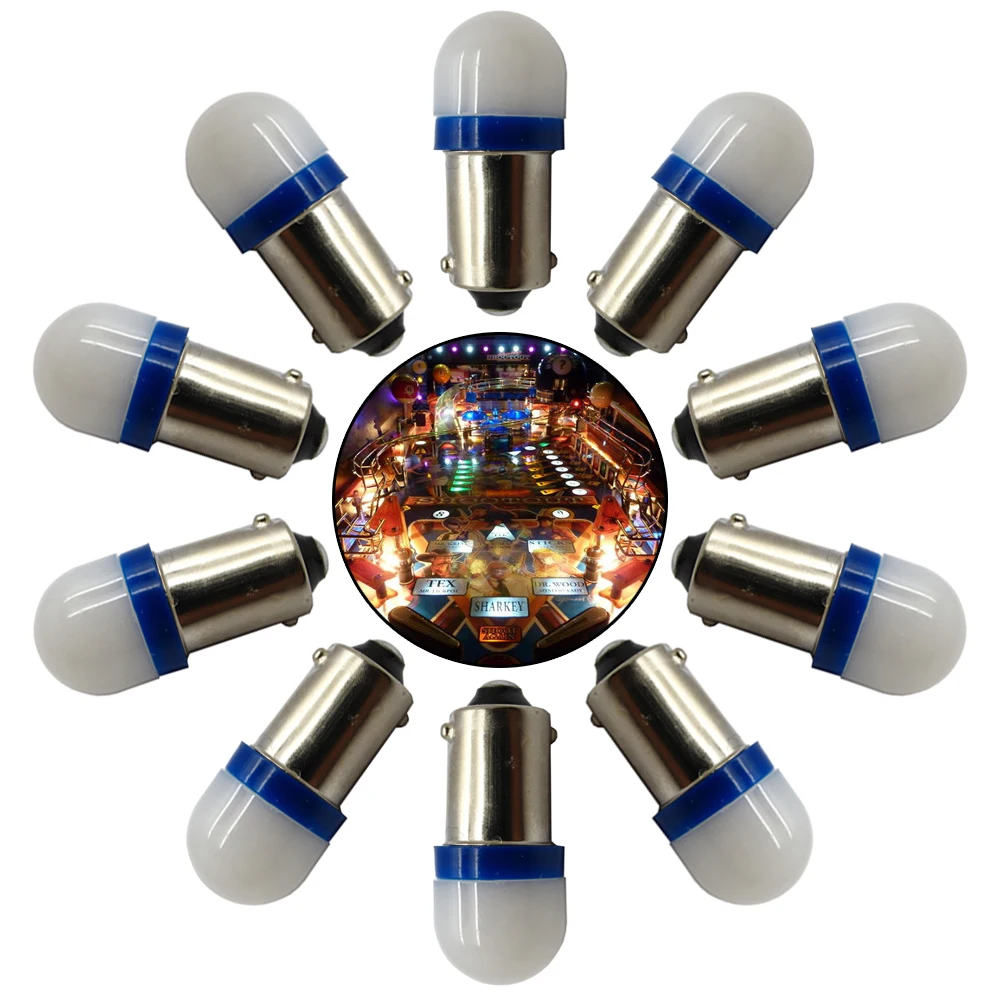 10 Pack White Pinball 6.3v LED Round Replacement Bulbs 44/47