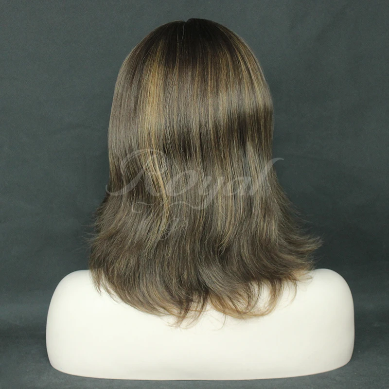 most popular dark brown highlight virgin kosher wig jewish wig