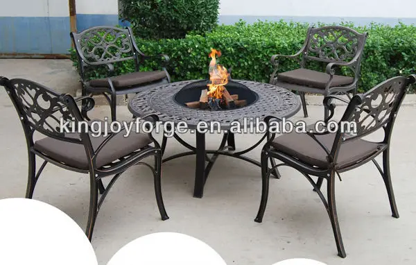 Hot Sale Garden Die Cast Aluminum Fire Pit Table Sets With Chairs