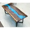 2019 ready to ship blue resin table solid wood dining table
