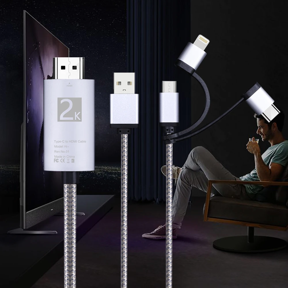 Phone To Hdmi 3in1 For Lightning Typec Type C Micro Usb Port 3 In 1 To