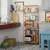Kitchen Bamboo Shelf 6 Tier, 63.4 Height Free Standing Bookshelf Plant Flower Stand Rack Bathroom Storage Tower/BSCI,FSC Factory