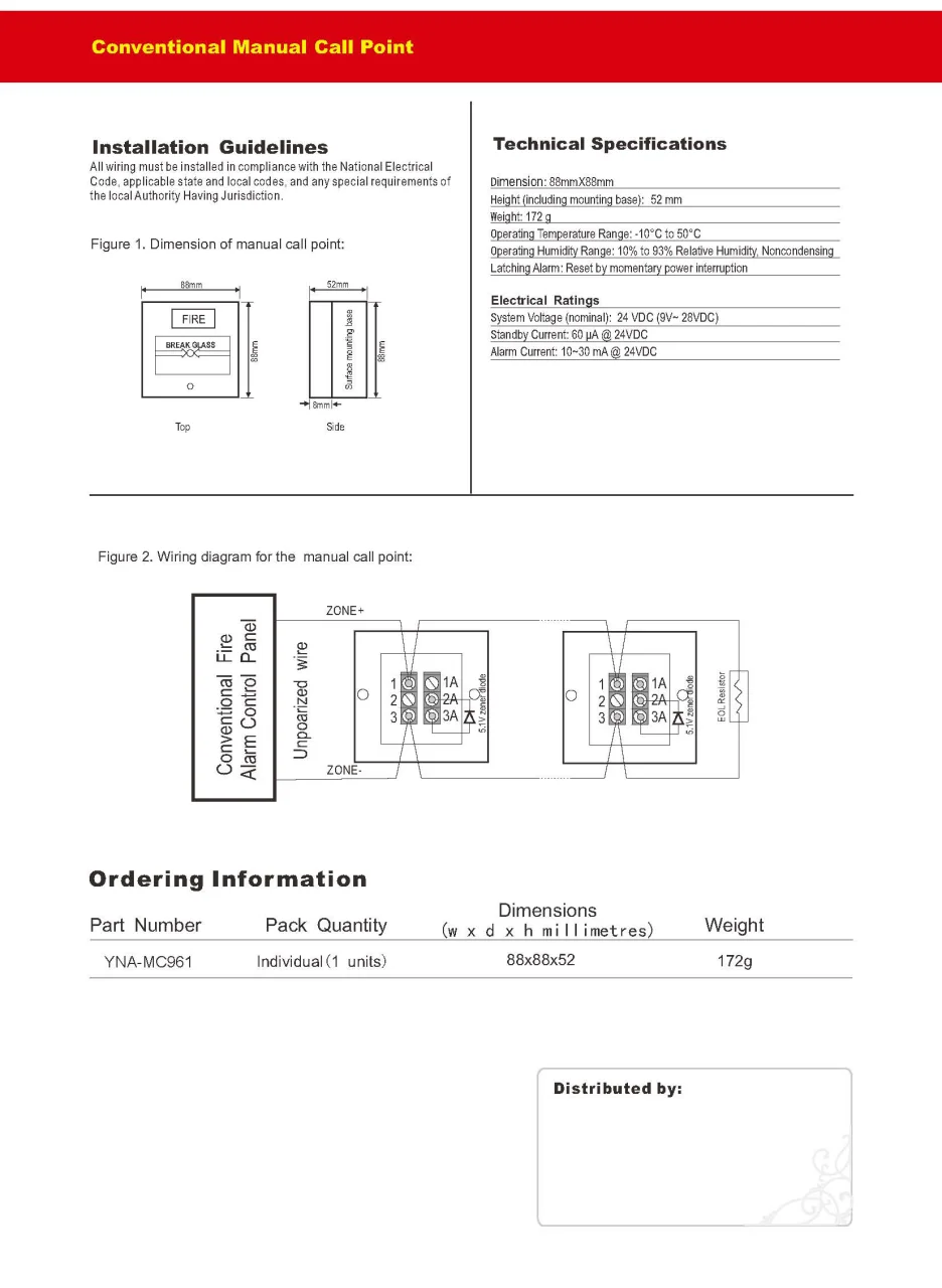 Hotselling Fire Bell Flash Light Manual Fire Alarm System