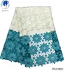 Beautifical Green polyester women dressing guipure rhinestones heavy cord fabric PG198