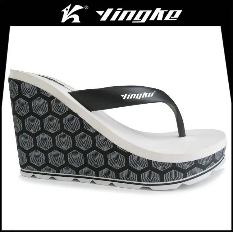 Latest fashion design comfortable wedge heel women slippers flip flops summer