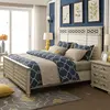 And Stool Style Furniture King Size Modern Oak Solid Wood Adult Bedroom Sets Bed Sliding Wardrobe Night Stand Dresser Mirror