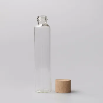 Tall Glass Jar With Wooden Cap Glass Test Tube 50ml Glass Bottle