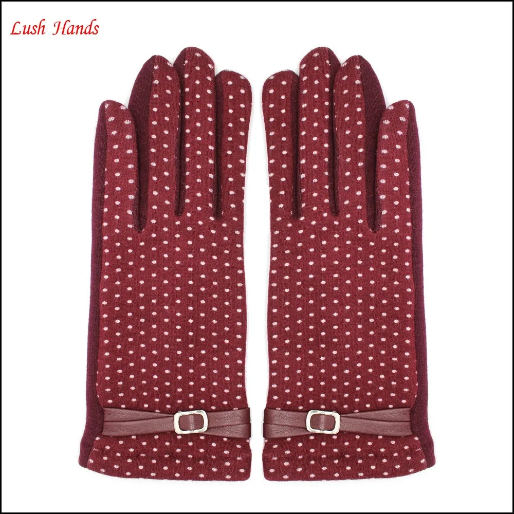 women's fingered spandex velvet dot gloves for wholesale