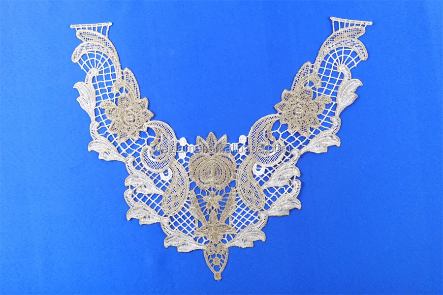 Latest Design Applique Chinese Embroidered Applique Neck Garments