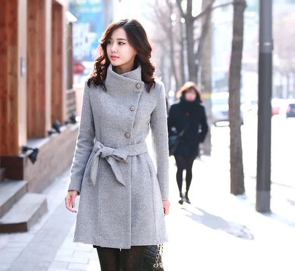 Top Quality 2015 Women Wool Coat Long Single Breasted