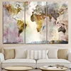 HD Print on Canvas Landscape Wall Painting Art 3 Panel Modular World Map Painting Picture
