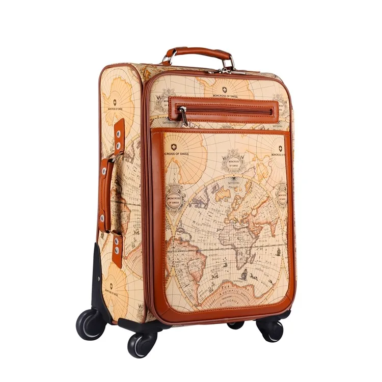 Factory Wholesale Pu Leather World Map Travel Luggage Cases Bags On ...