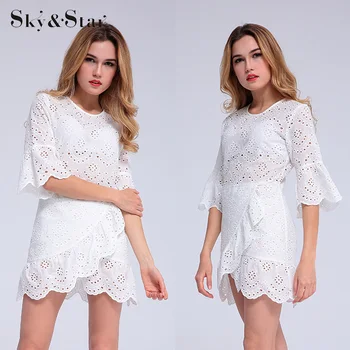 dress short summer casual mini lace ladies sleeve larger