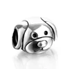 LZESHINE silver jewelry cute little dog head modelling bead charm fit bracelet making PSMB0058