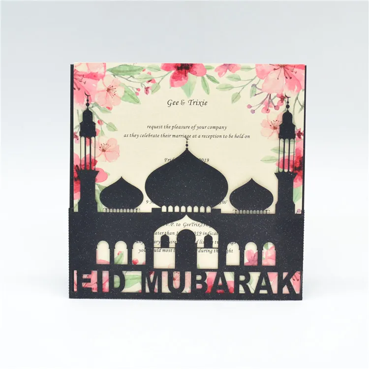 2019 eid decoration laser cut customized eid mubarak card