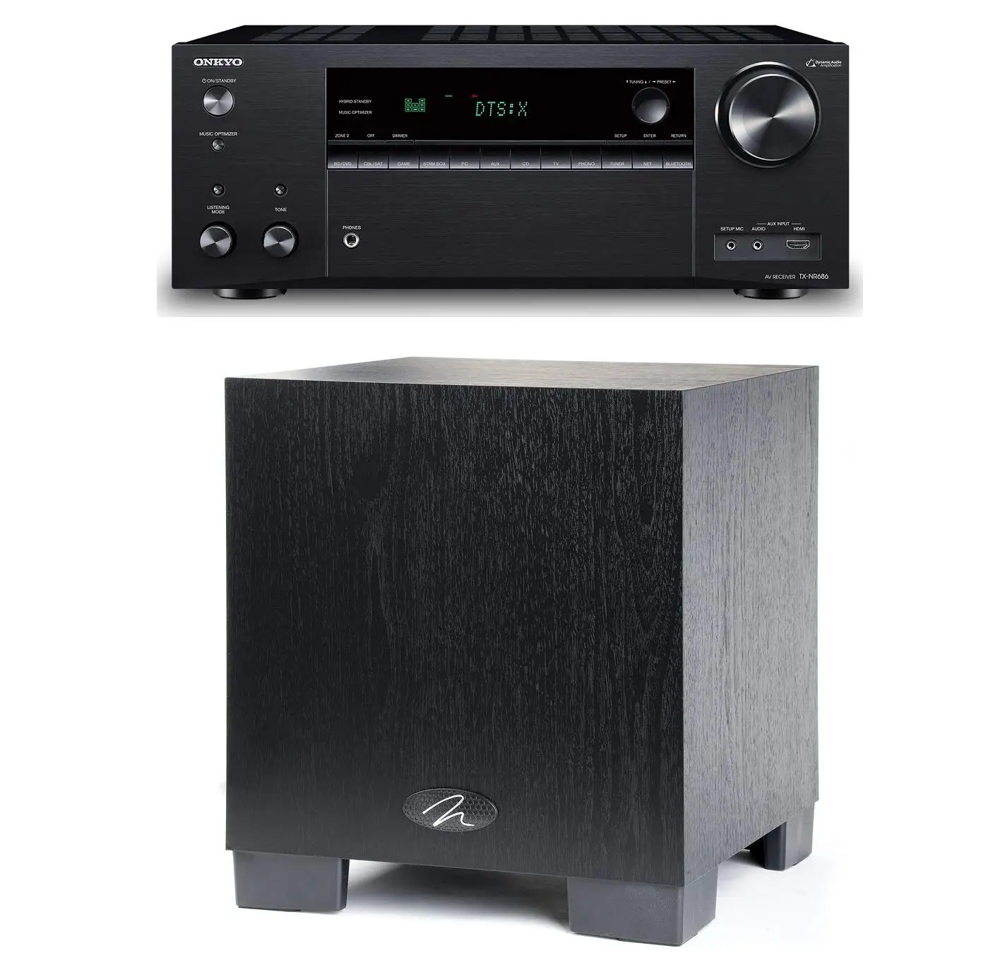 Onkyo TX-NR686 7.2 Channel A/V Receiver and Martin Logan Dynamo 300 Bundle