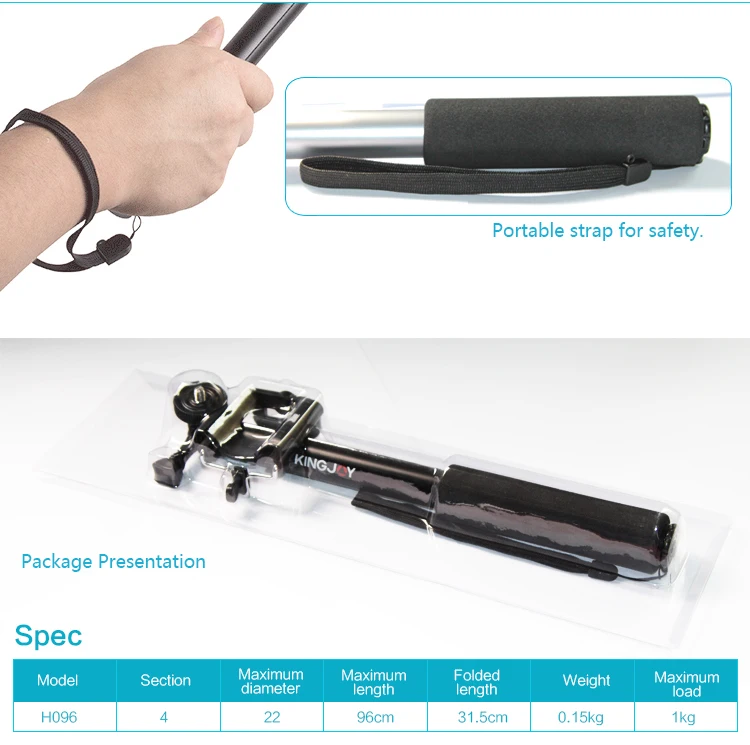 Low price selfie stick for phone, mobile phone monopod H096+LC-09