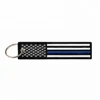 USA Thin Blue Line Stars Flag Keychain Tag with Key Ring