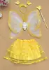 children's day yellow dancing costume butterfly wing 4piece set