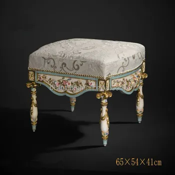 Exquisite Wood Carved Queen Anne Dressing Stool Vitoria Style Painted Square Bench Queen Bedroom Furniture Set Buy Wood Carved Dressing Stool Hand