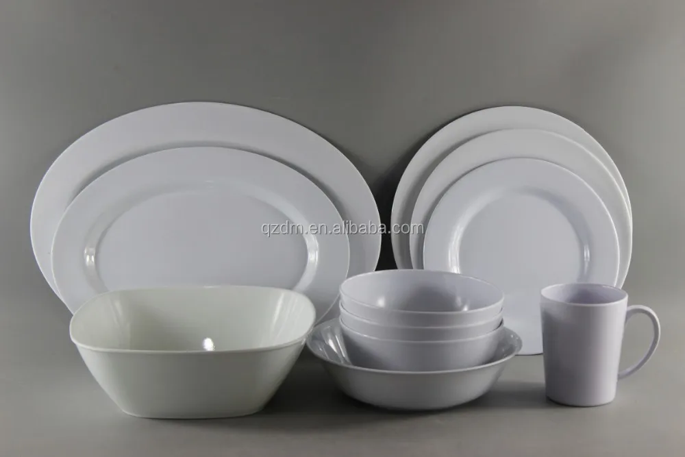 100% Melamine Blank White Plastic Dinner Set