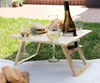 Wooden Bamboo Outdoor Picnic Table and Bamboo wine glass holder