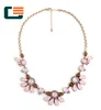 World best selling hot pink floral crystal jewelry necklace
