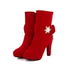 Female Women's Winter Fashion Design High Heel Suede Warm Shoes Boots