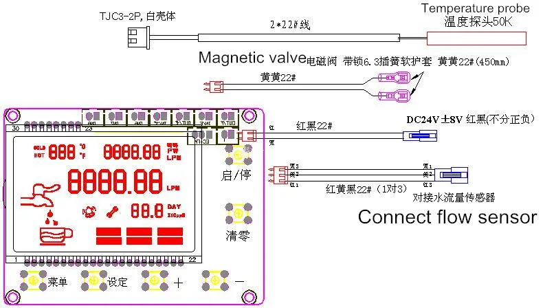 ZJ-LCD-M LCD Digital Display Water Flow Sensor Meter Quantitative Flowmeter 