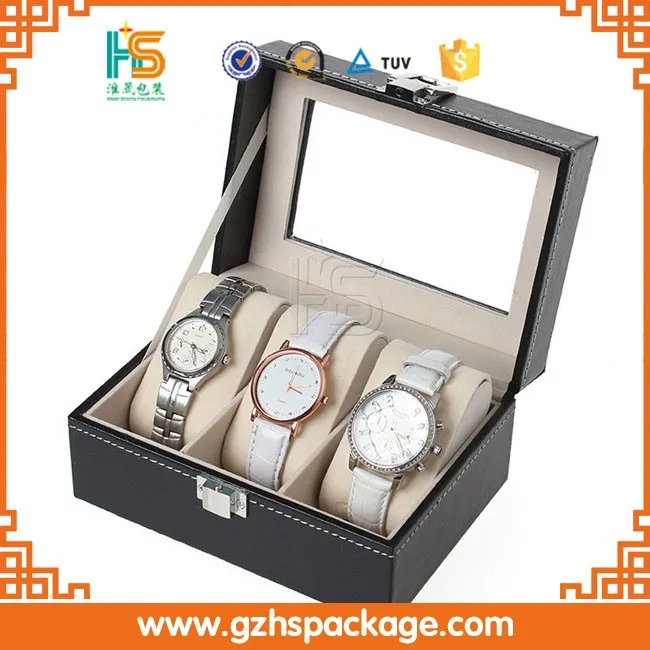 Custom Alibaba Cheap Watch Box Storage Gift Packaging Case,Luxury Pu Leather Wooden Paper