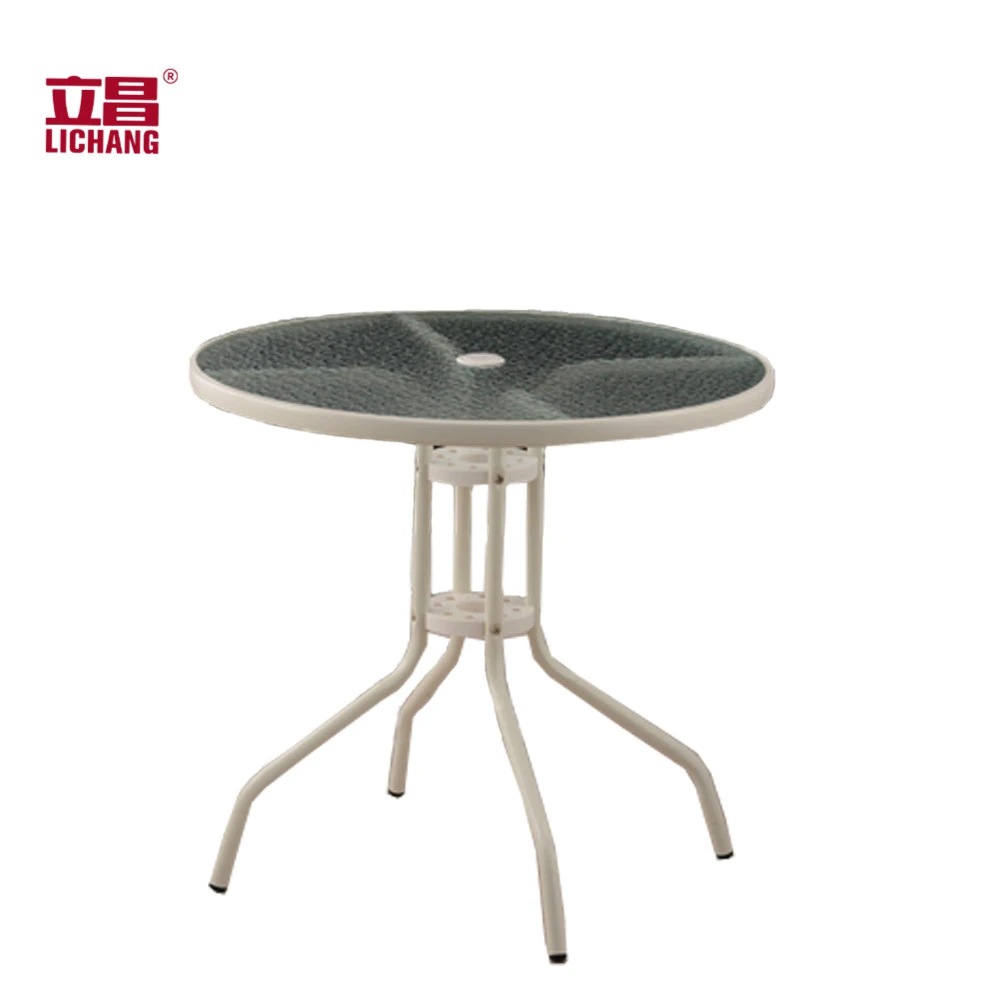 glass outdoor table with umbrella hole